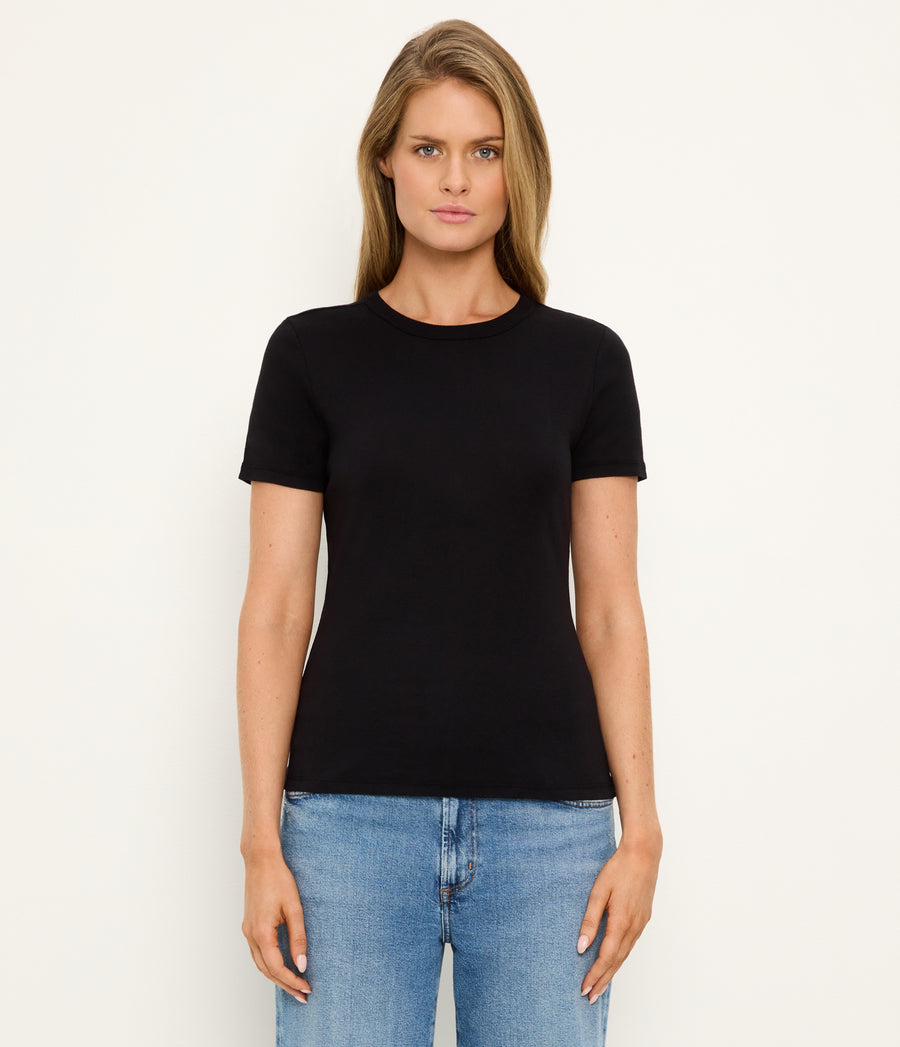 Mady Supima Tee in Black Full Body View #BLACK