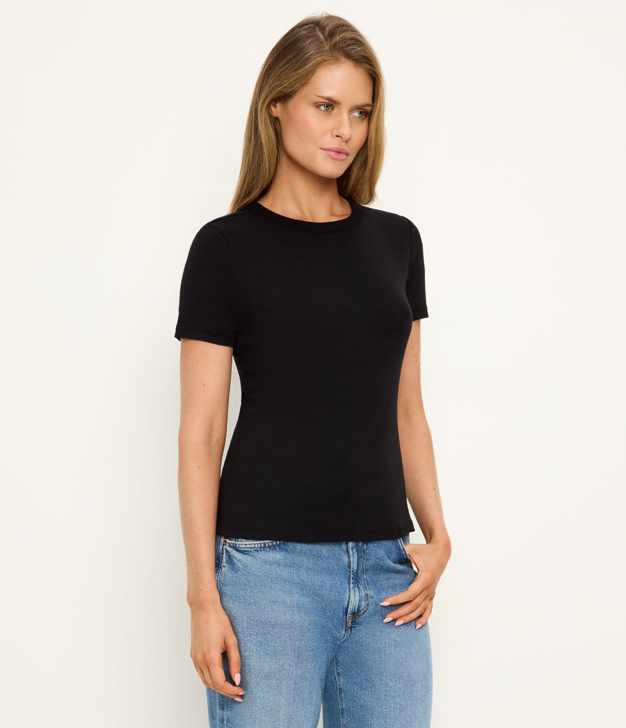 Mady Supima Tee in Black Side View #BLACK