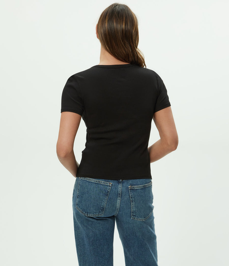 Mady Supima Tee in Black Back View  #BLACK