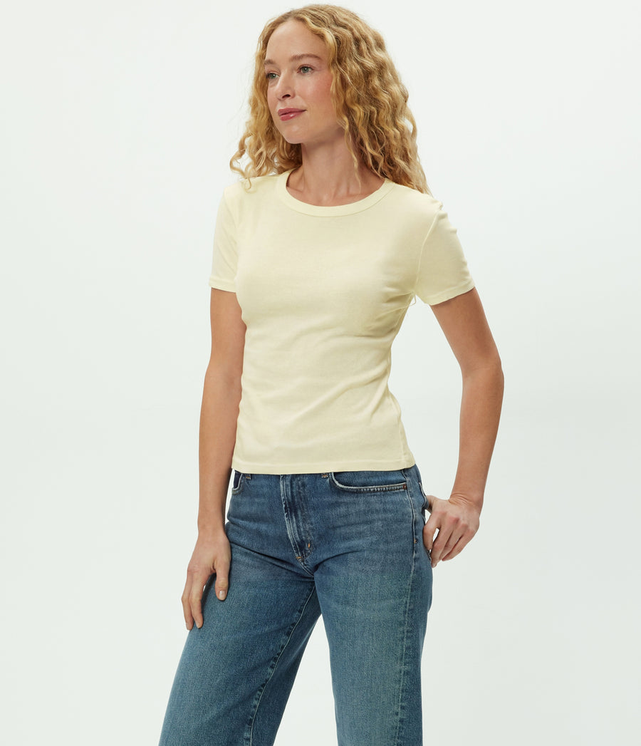 Mady Supima Tee in BUTTERCUP Yellow Side View #BUTTERCUP