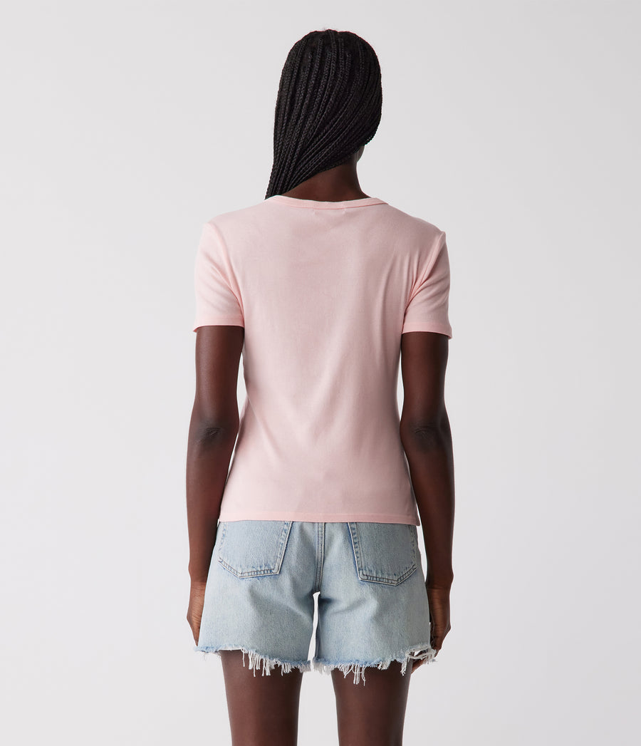 Mady Supima Tee in Grapefruit Pink Back View #GRAPEFRUIT
