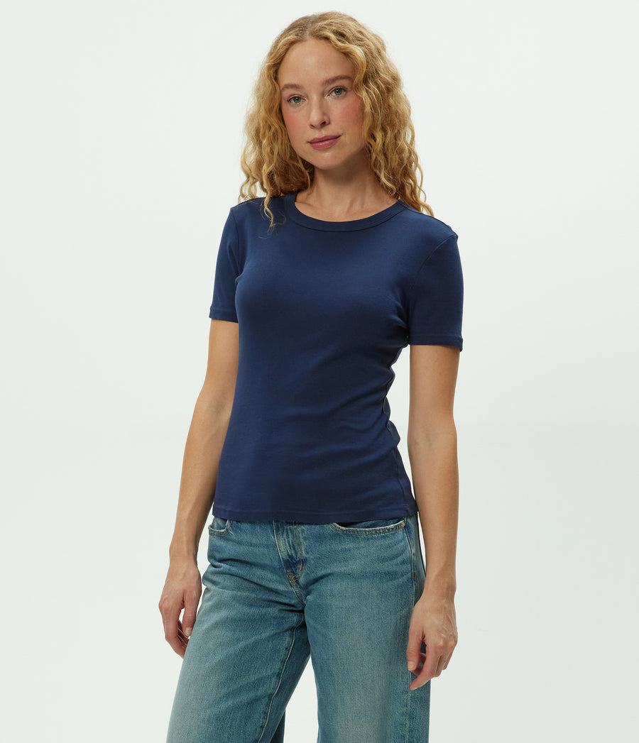 Mady Supima Tee in Nocturnal Blue Side View #NOCTURNAL