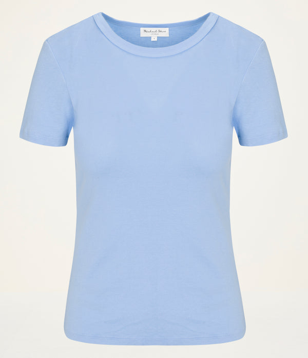 Mady Supima Tee in SKY Blue Close up View #SKY