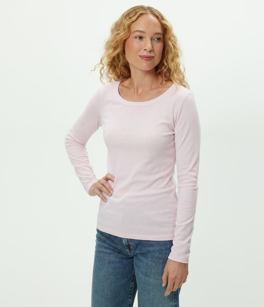 Legacy Supima Tee with Raw Edge in BLUSH Pink Side View #BLUSH