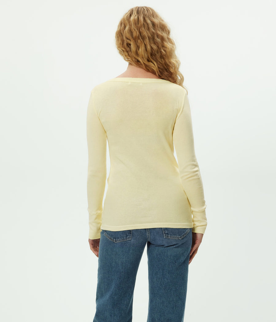 Legacy Supima Tee with Raw Edge in BUTTERCUP Yellow Back View #BUTTERCUP