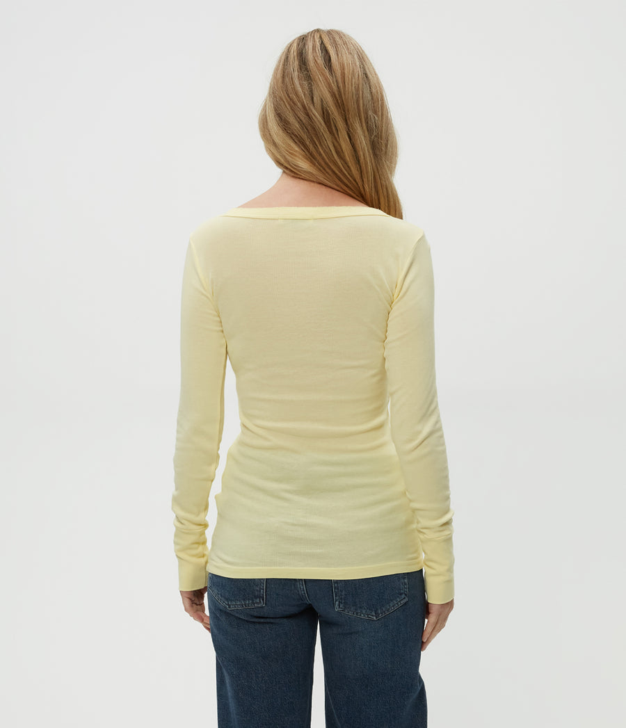 Legacy Supima Tee with Raw Edge in Lemonade Yellow Back View #LEMONADE