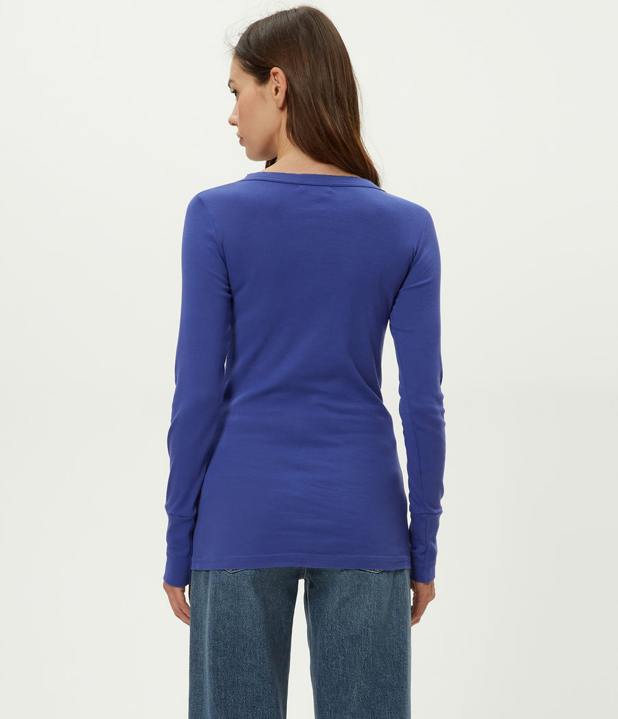 Legacy Supima Tee with Raw Edge in Lapis Blue Back View #LAPIS