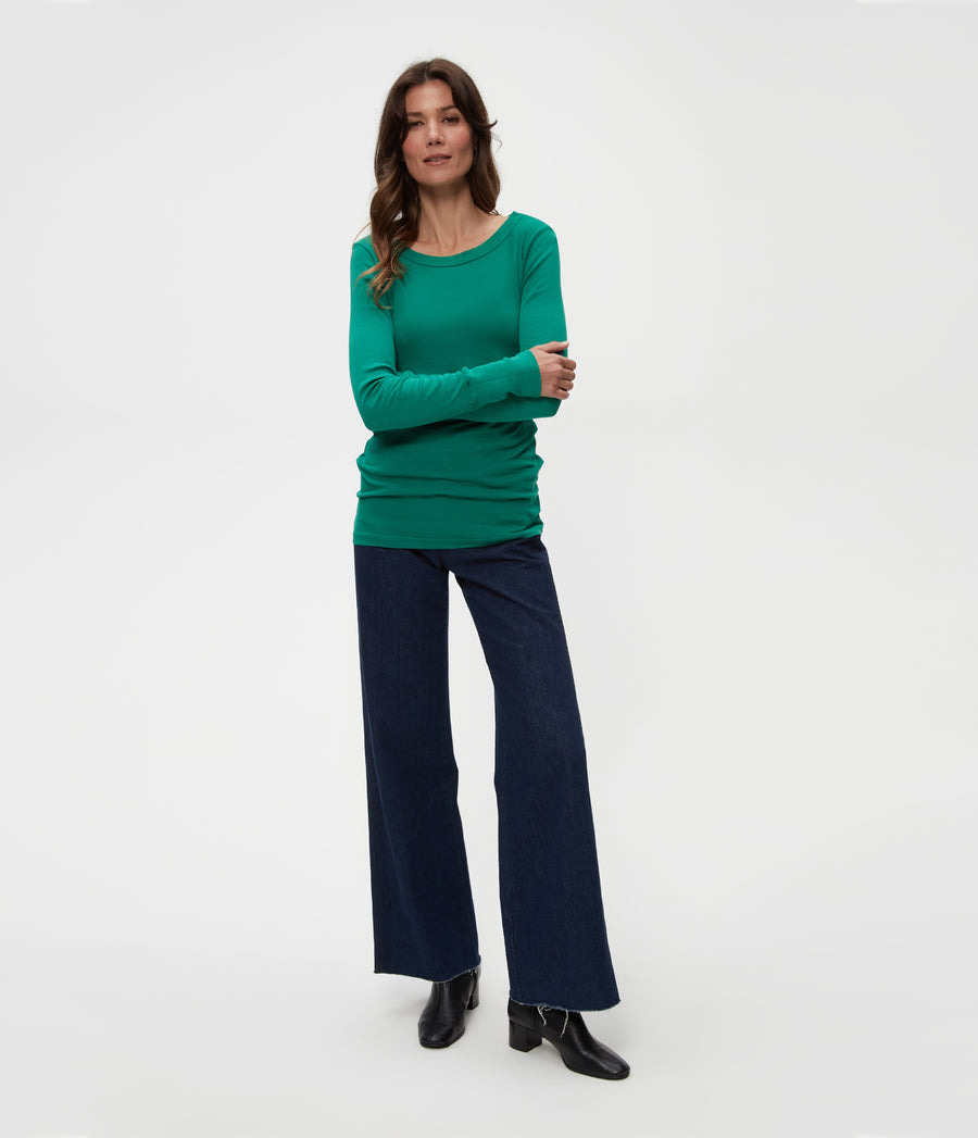 Legacy Supima Tee with Raw Edge in Peppermint Green Full Body View #PEPPERMINT