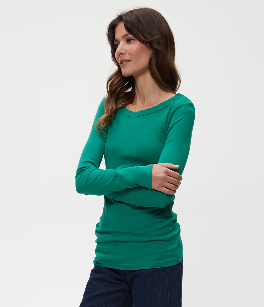 Legacy Supima Tee with Raw Edge in Peppermint Green Side View #PEPPERMINT