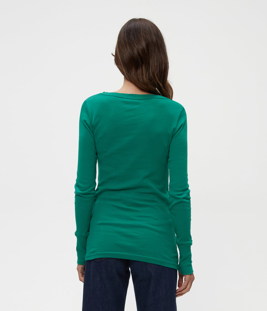 Legacy Supima Tee with Raw Edge in Peppermint Green Back View #PEPPERMINT