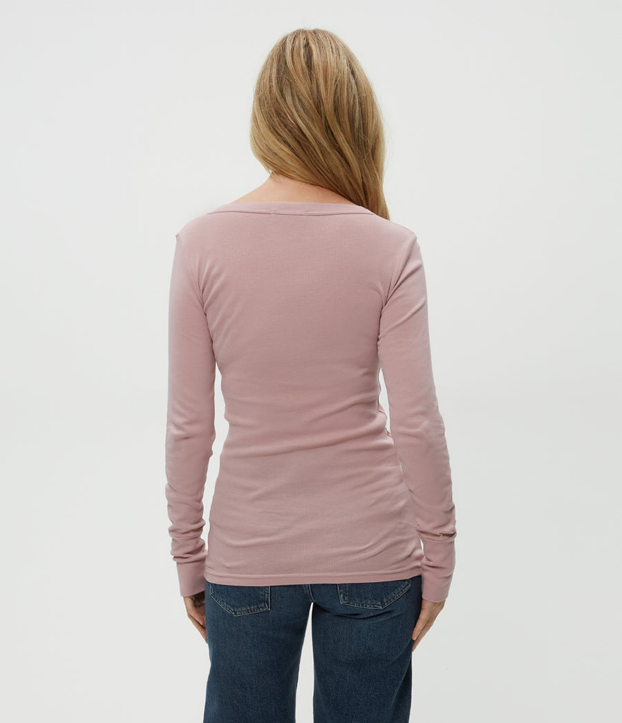 Legacy Supima Tee with Raw Edge in Sachet Pink Back View #SACHET