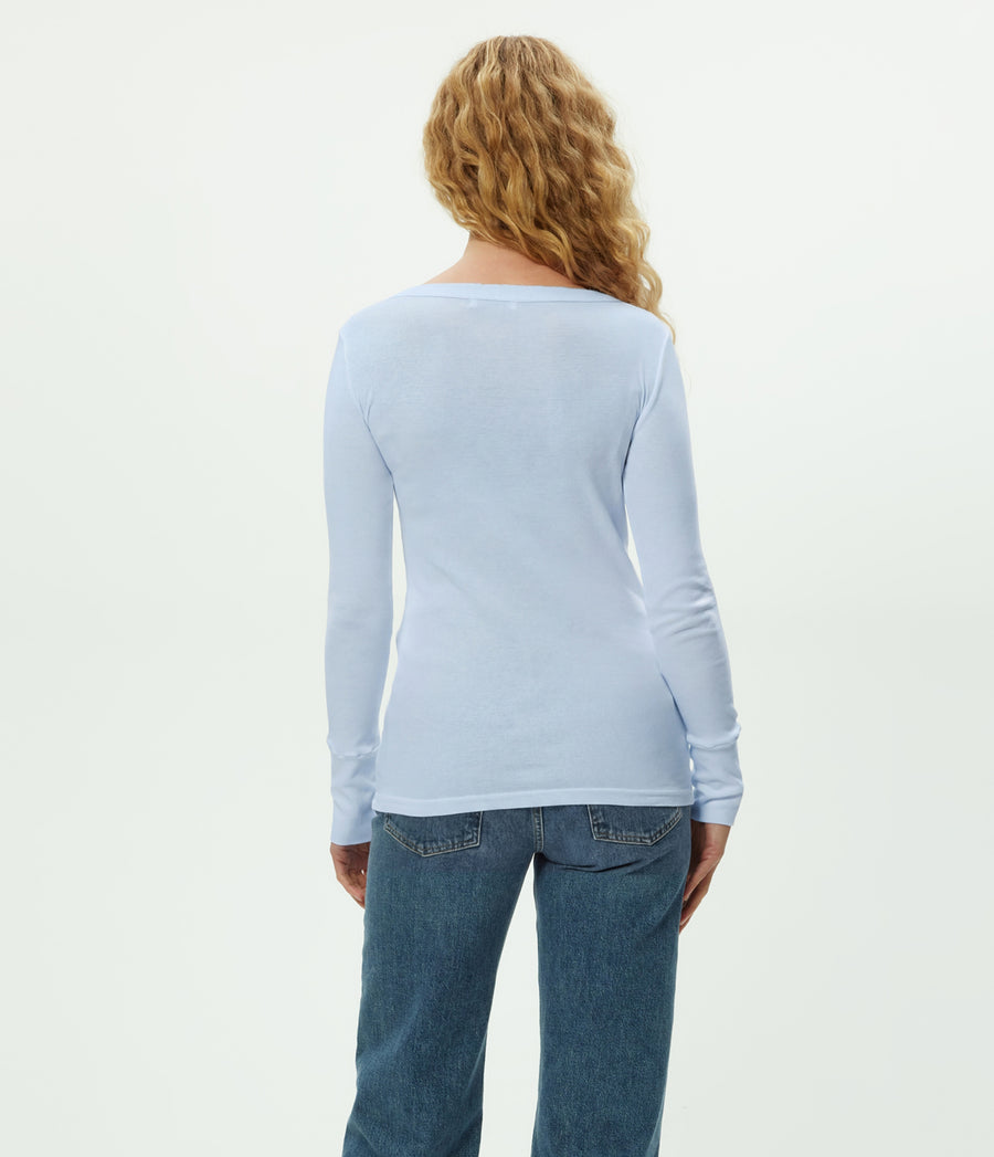Legacy Supima Tee with Raw Edge in SPLASH Blue  Back View #SPLASH