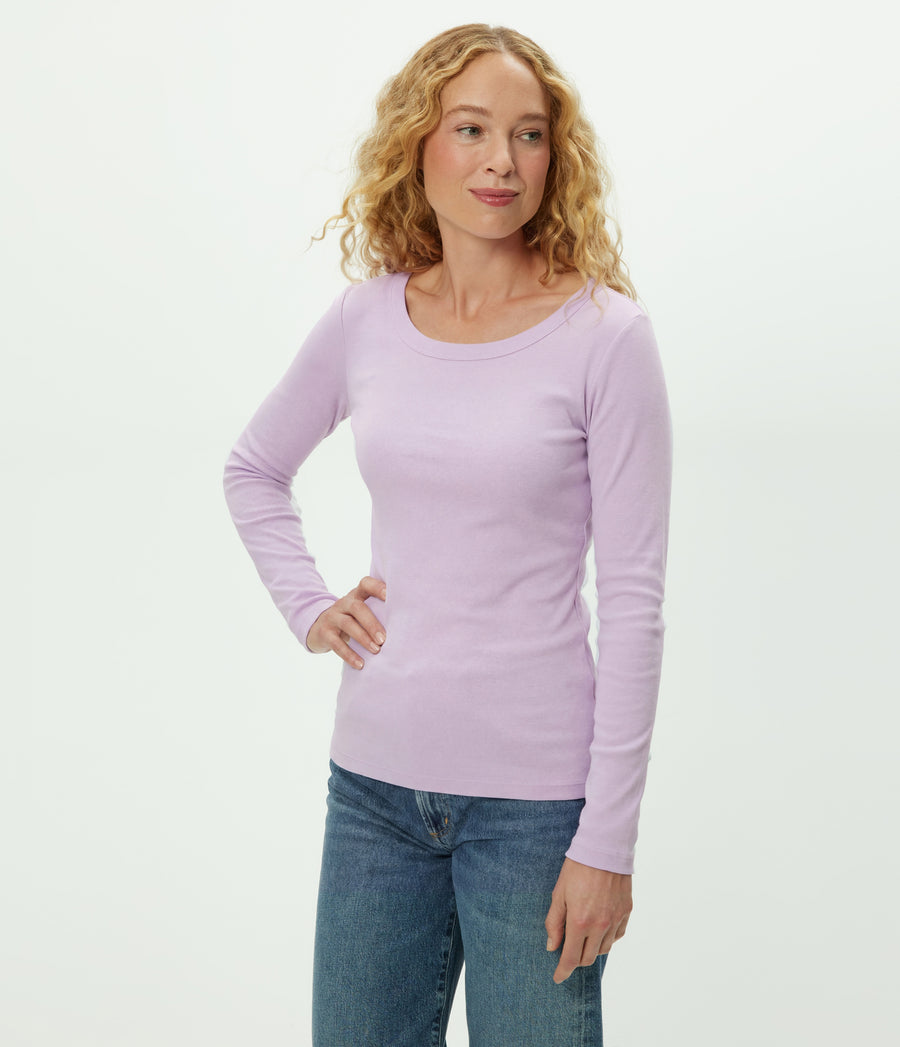 Legacy Supima Tee with Raw Edge in WHIMSY PURPLE Side View #WHIMSY