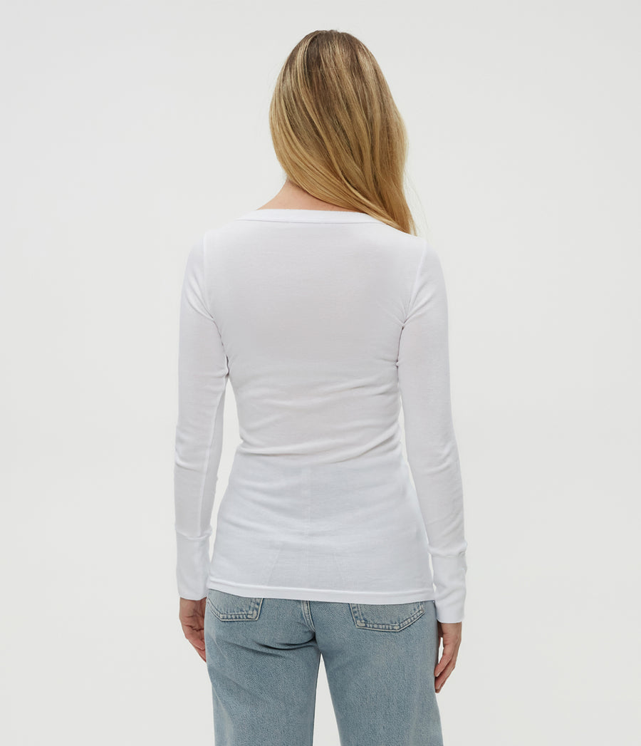 Legacy Supima Tee with Raw Edge in White  Back View #WHITE