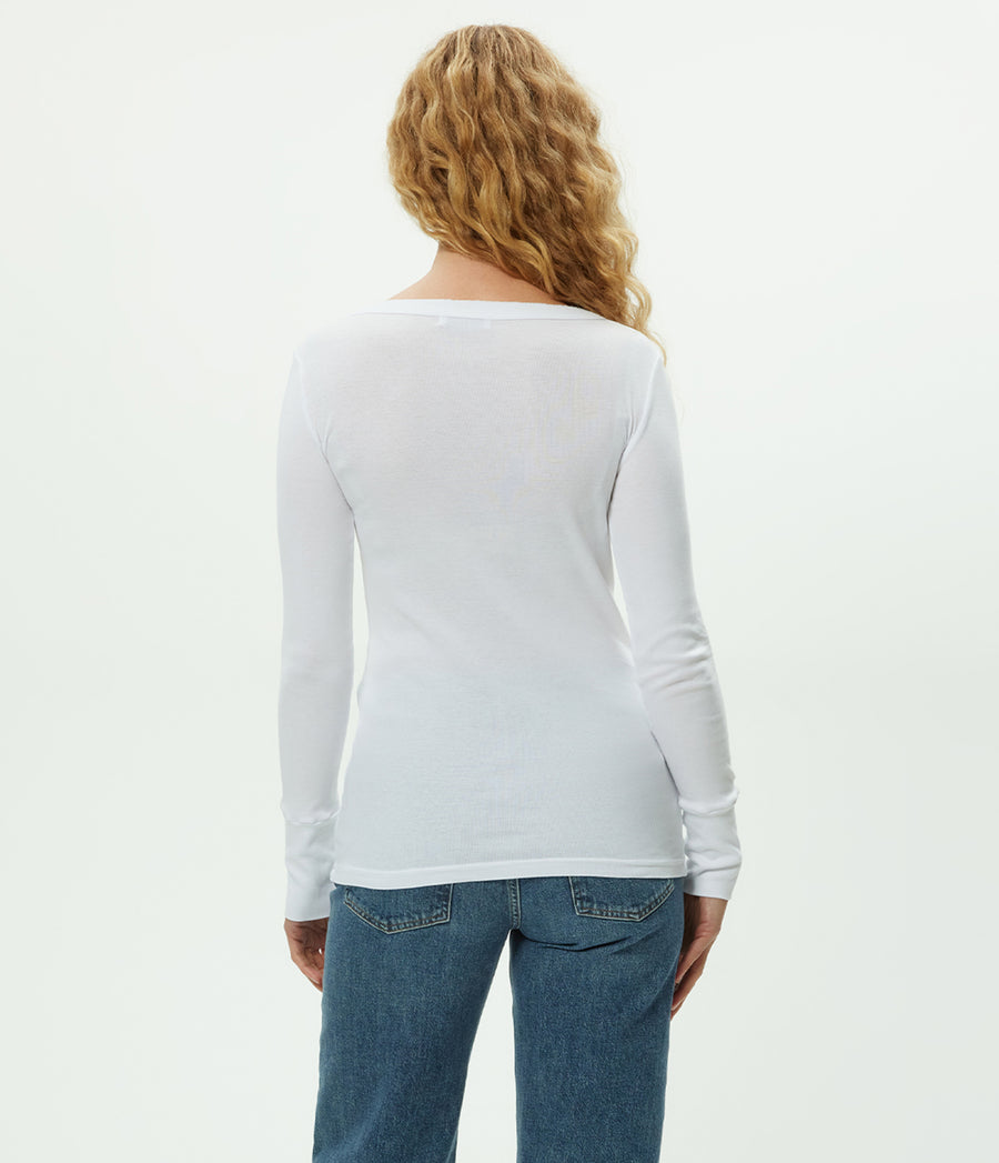 Legacy Supima Tee with Raw Edge in White Back View  #WHITE