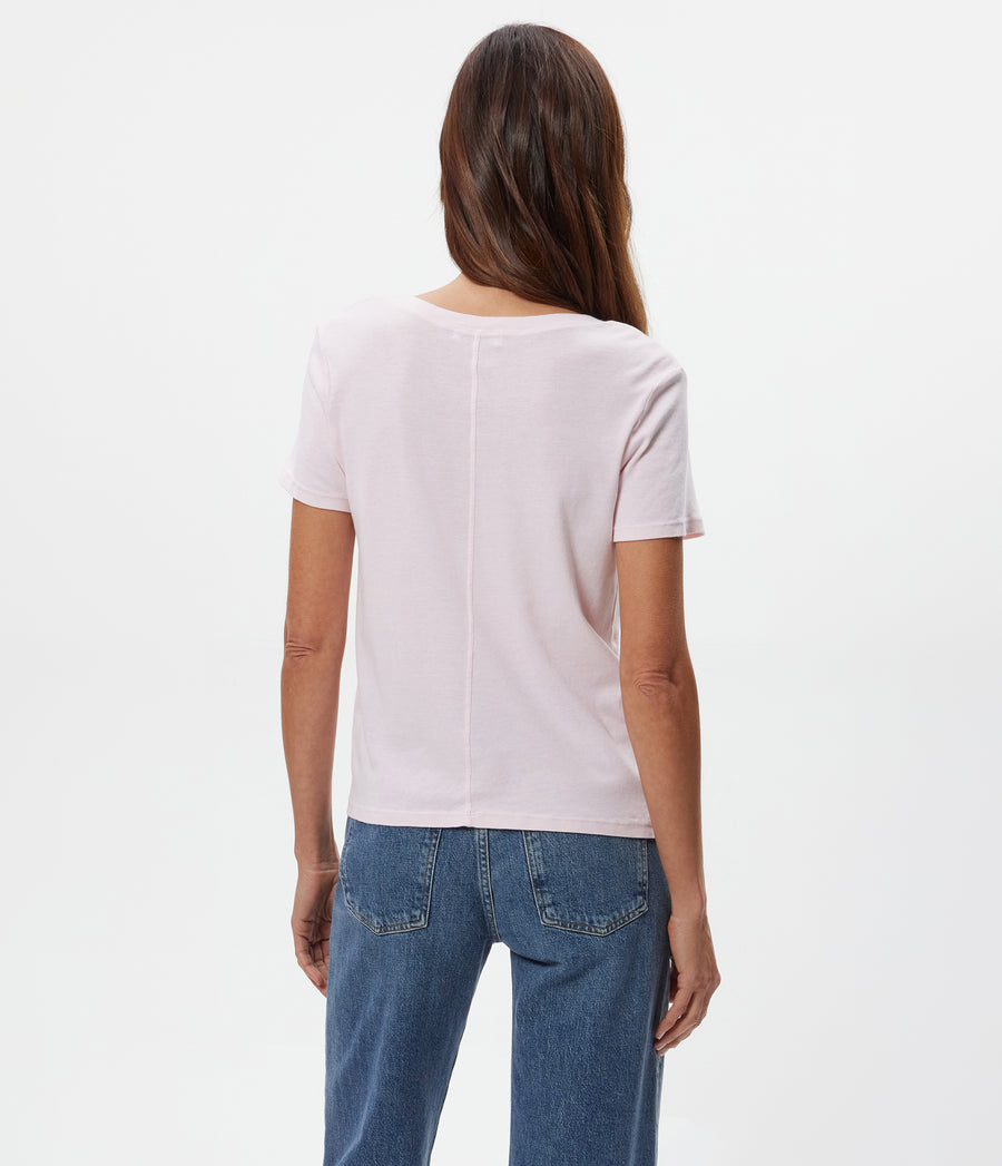 Dylan V-Neck Tee in BLUSH Pink Back View #BLUSH