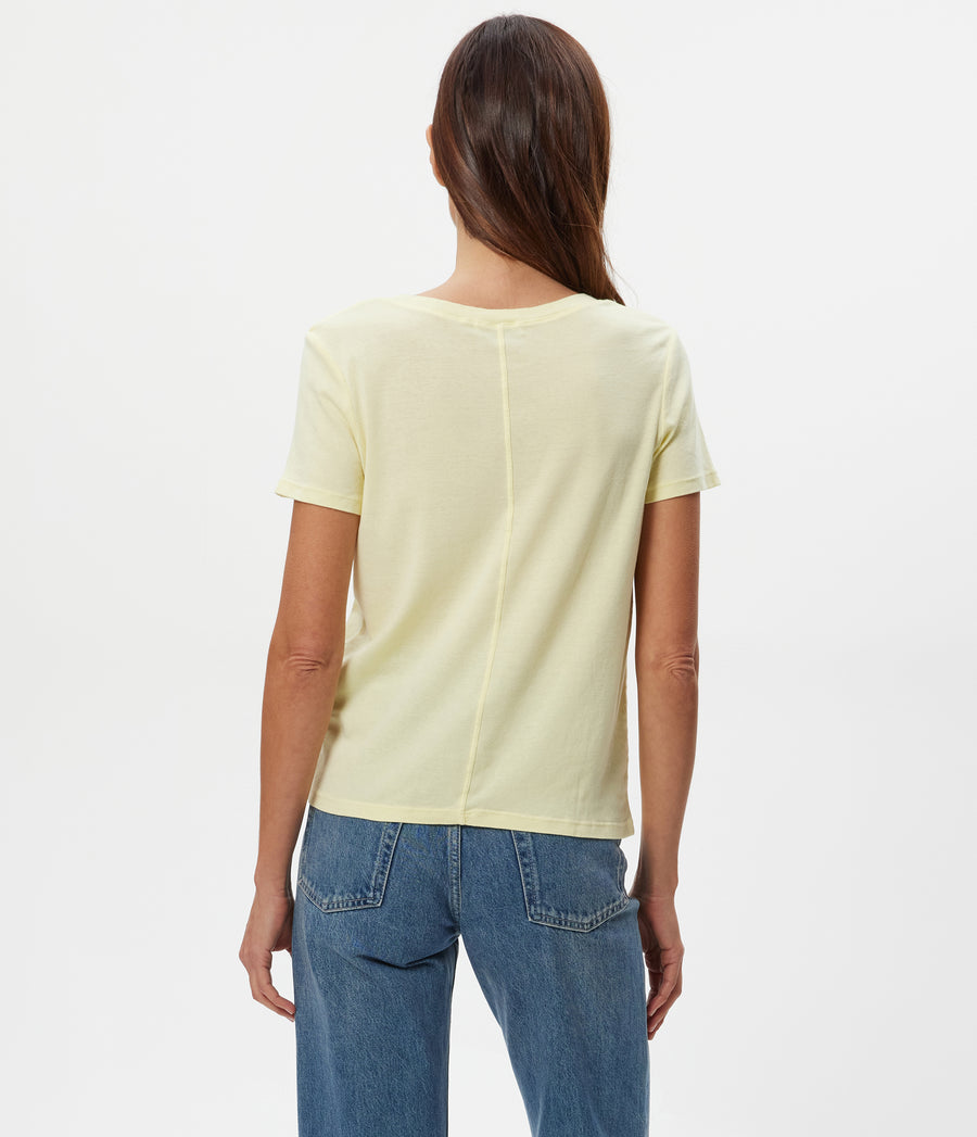 Dylan V-Neck Tee in BUTTERCUP Yellow Back View #BUTTERCUP