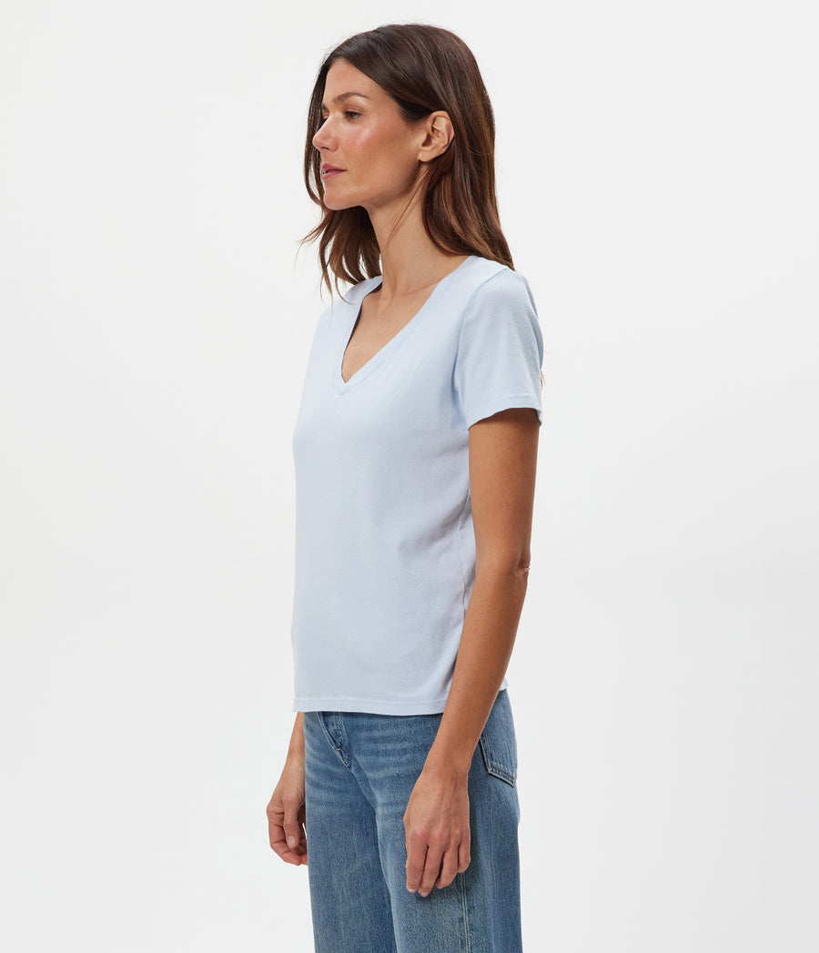 Dylan V-Neck Tee in SPLASH Blue Side View #SPLASH
