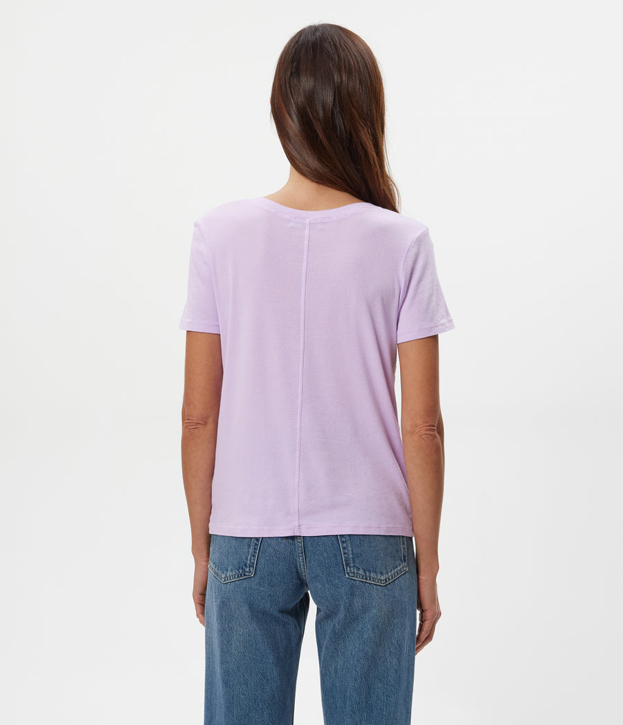 Dylan V-Neck Tee in WHIMSY PURPLE Side View #WHIMSY