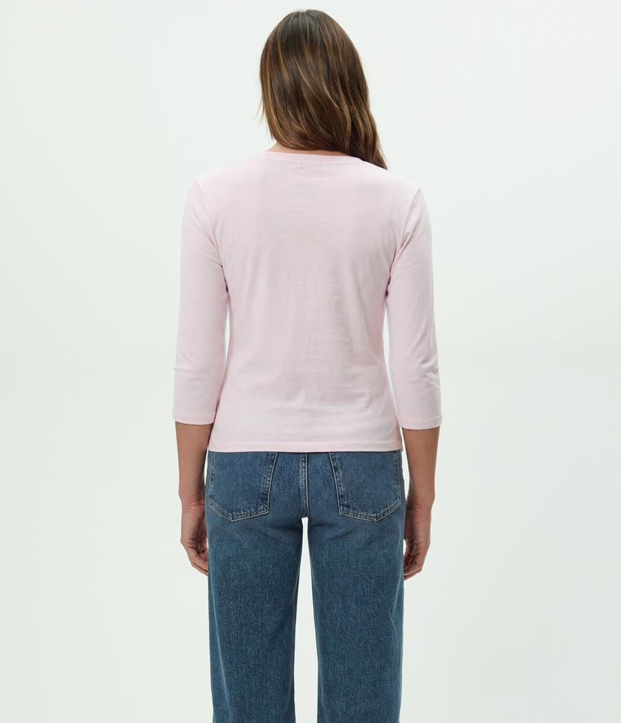 Dakota 3/4 Sleeve Tee in BLUSH Pink Back View #BLUSH