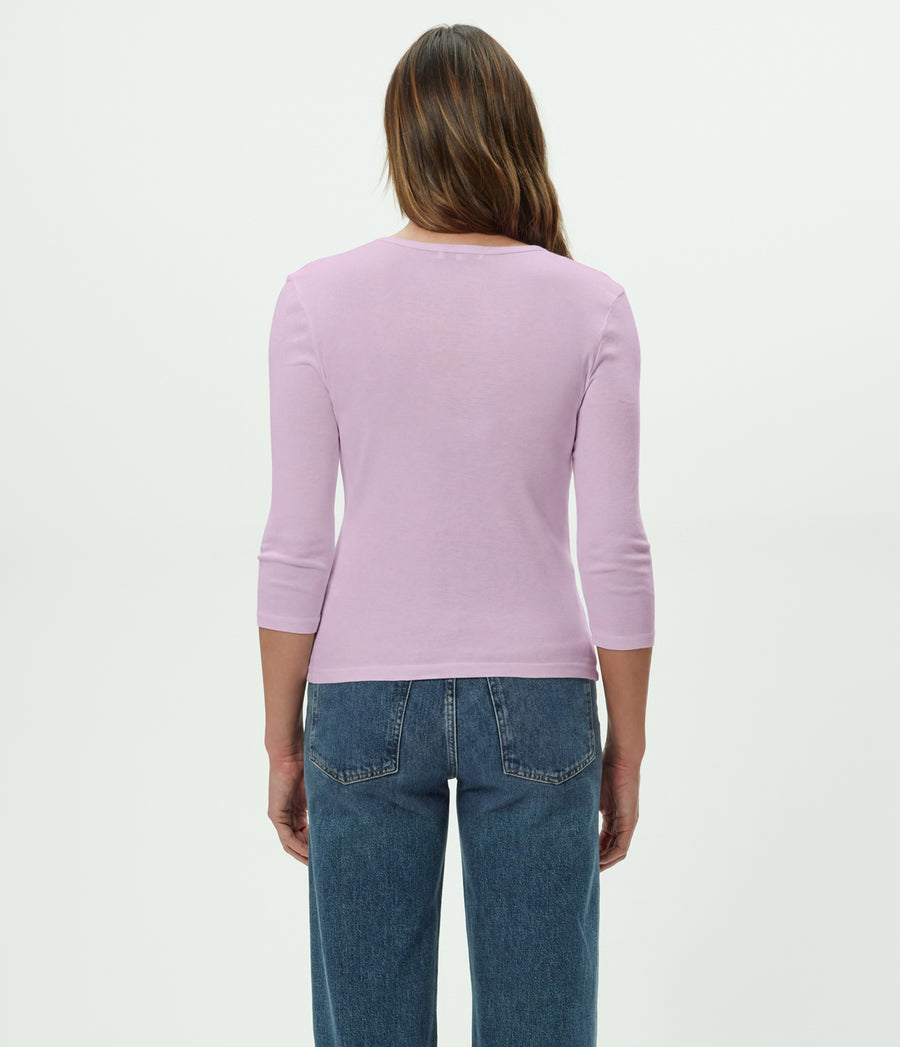 Dakota 3/4 Sleeve Tee in WHIMSY PURPLE Back View #WHIMSY