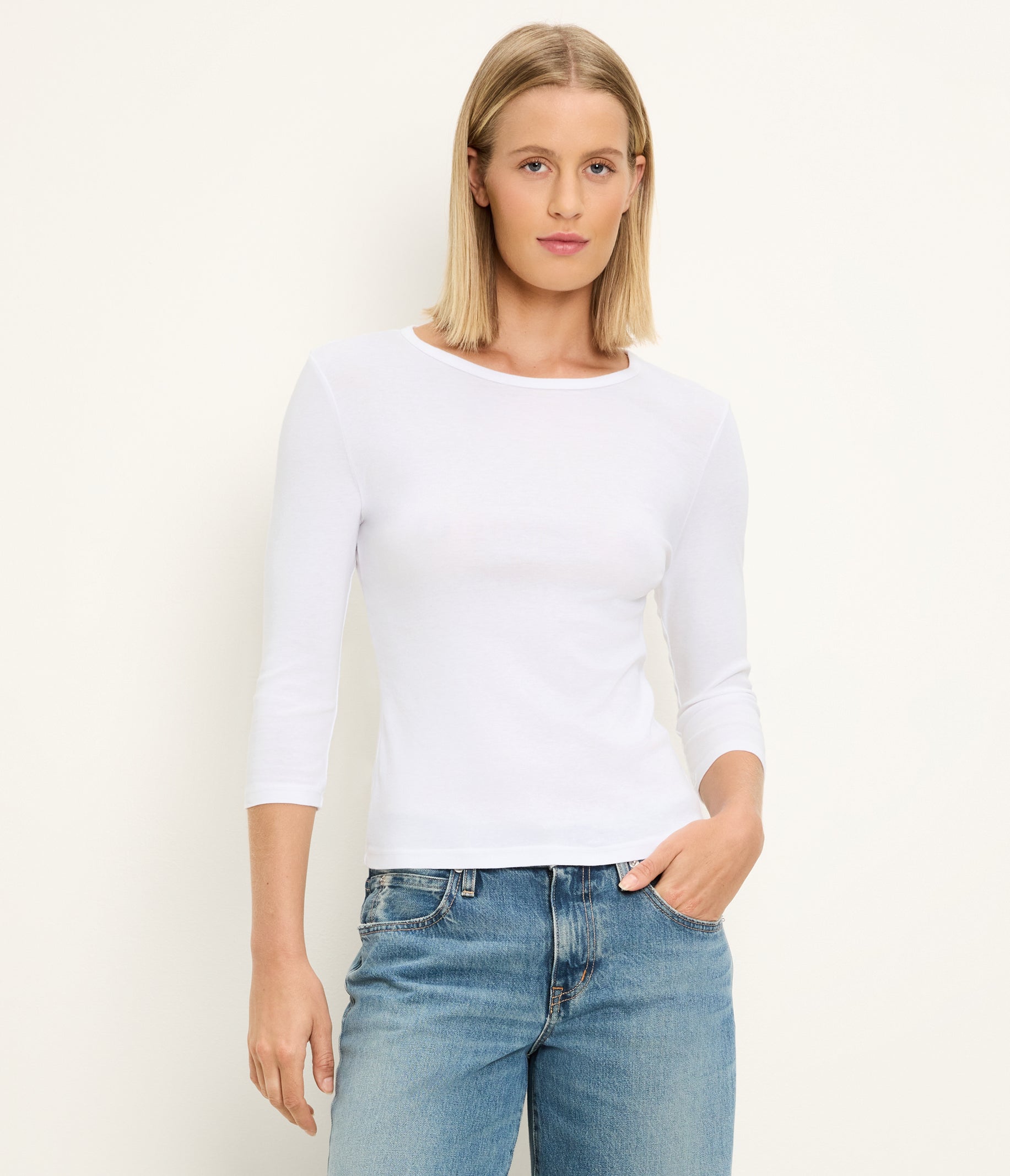 3 4 sleeve t shirt dress Women's Dakota 3/4 Sleeve Tee - White - Size M