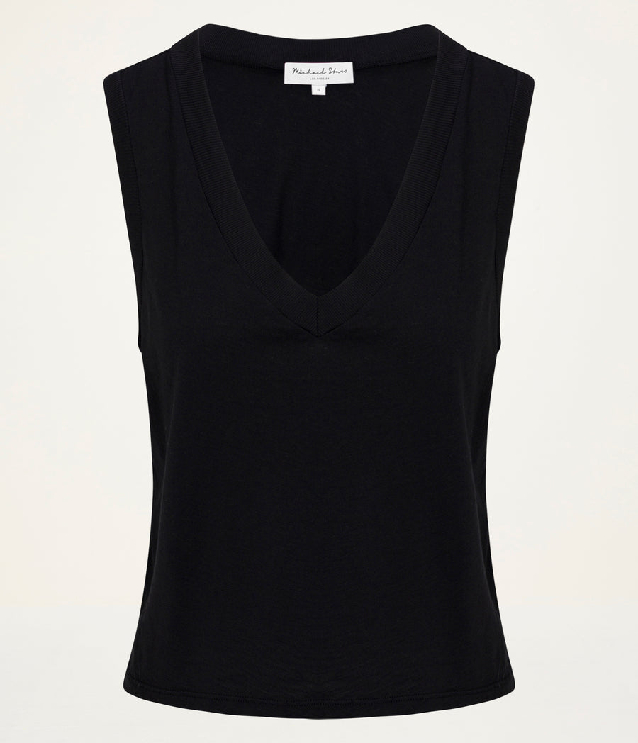 Ira Supima V-Neck Tank #BLACK