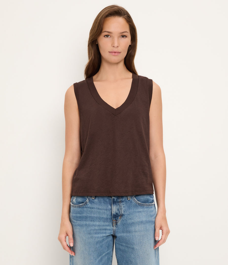 Ira Supima V-Neck Tank JAVA / XL