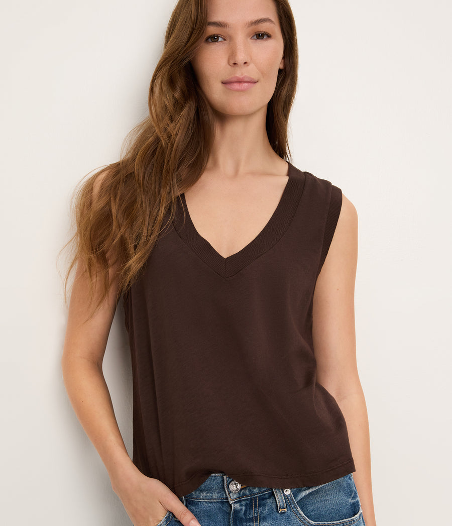 Ira Supima V-Neck Tank JAVA / XL