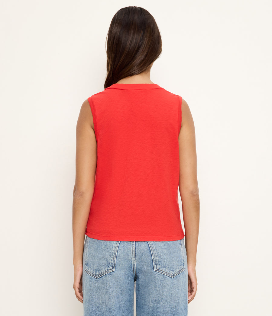 Ira Supima V-Neck Tank in SAMBA RED Back View #SAMBA