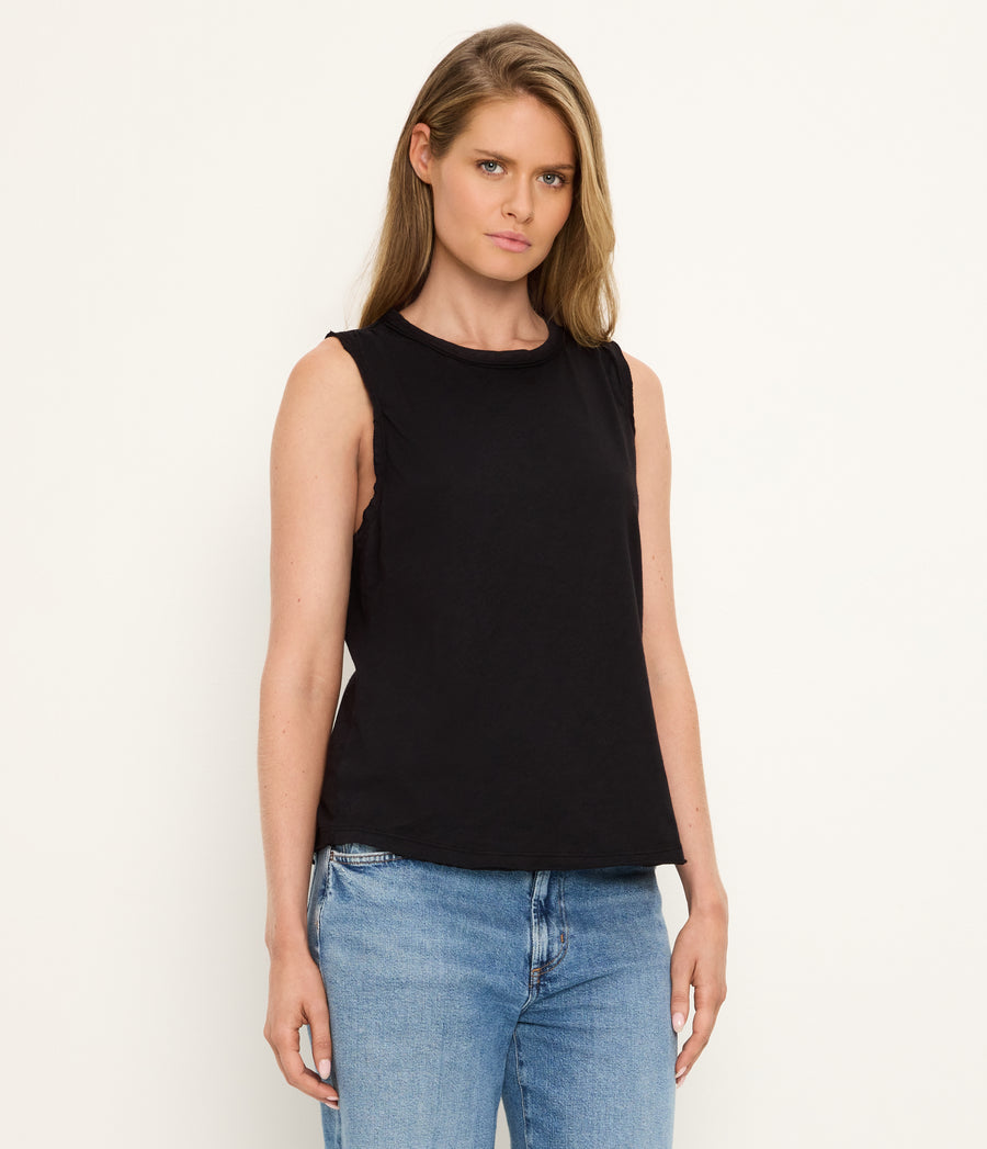 June Supima Tank in Black Side View #BLACK
