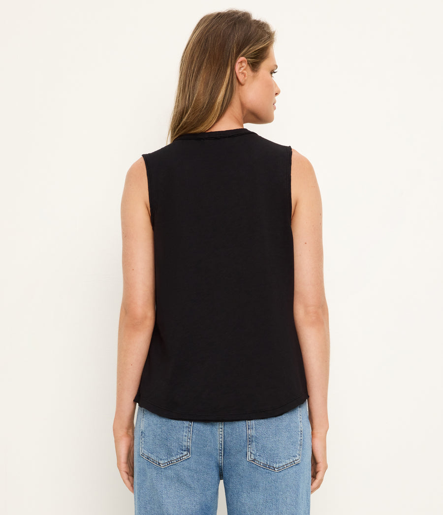June Supima Tank in Black Back View  #BLACK