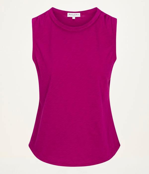 June Supima Tank in FRENCH ROSE RED Close Up View  #FRENCH ROSE