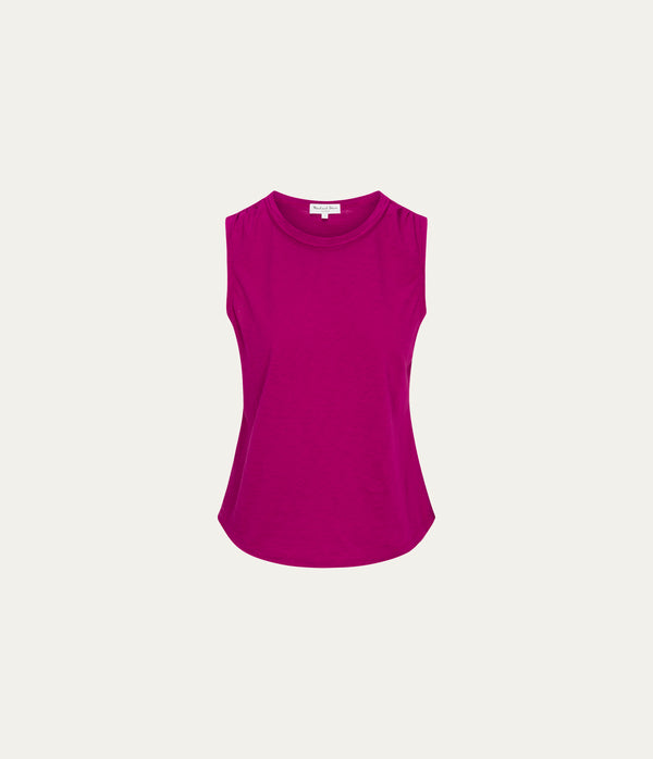 June Supima Tank in FRENCH ROSE RED Close Up View  #FRENCH ROSE