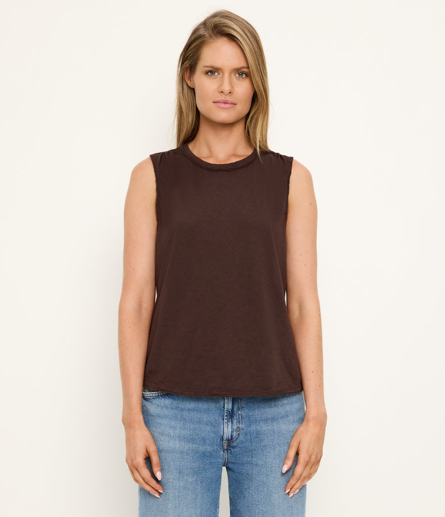 June Supima Tank in Java Brown Full Body View #JAVA