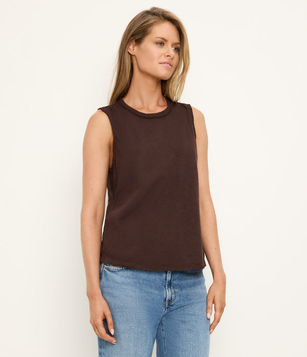 June Supima Tank in Java Brown Full Body View #JAVA