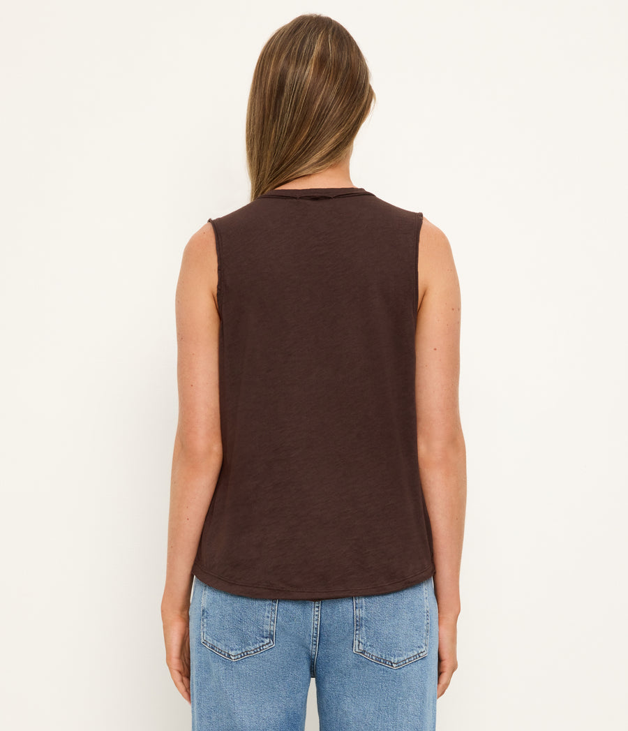 June Supima Tank in Java Brown Back View #JAVA