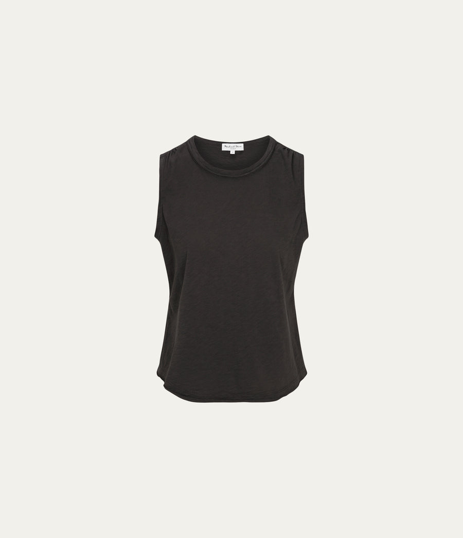 June Supima Tank in Oxide Grey  Close up View #OXIDE
