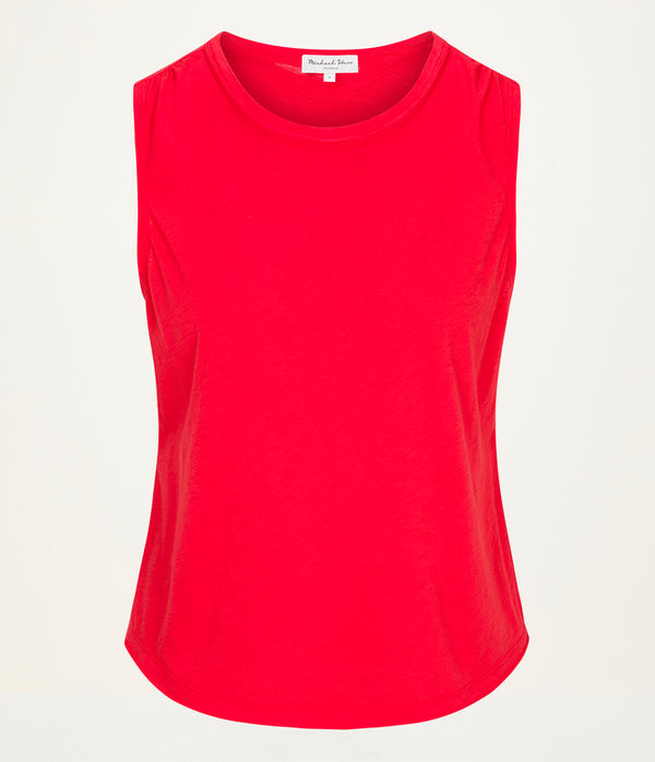 June Supima Tank in SAMBA RED Close up View #SAMBA