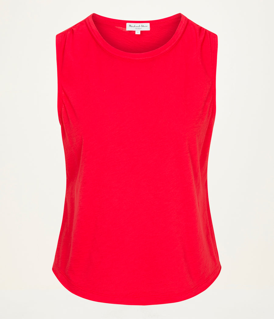 June Supima Tank in SAMBA RED Close up View #SAMBA
