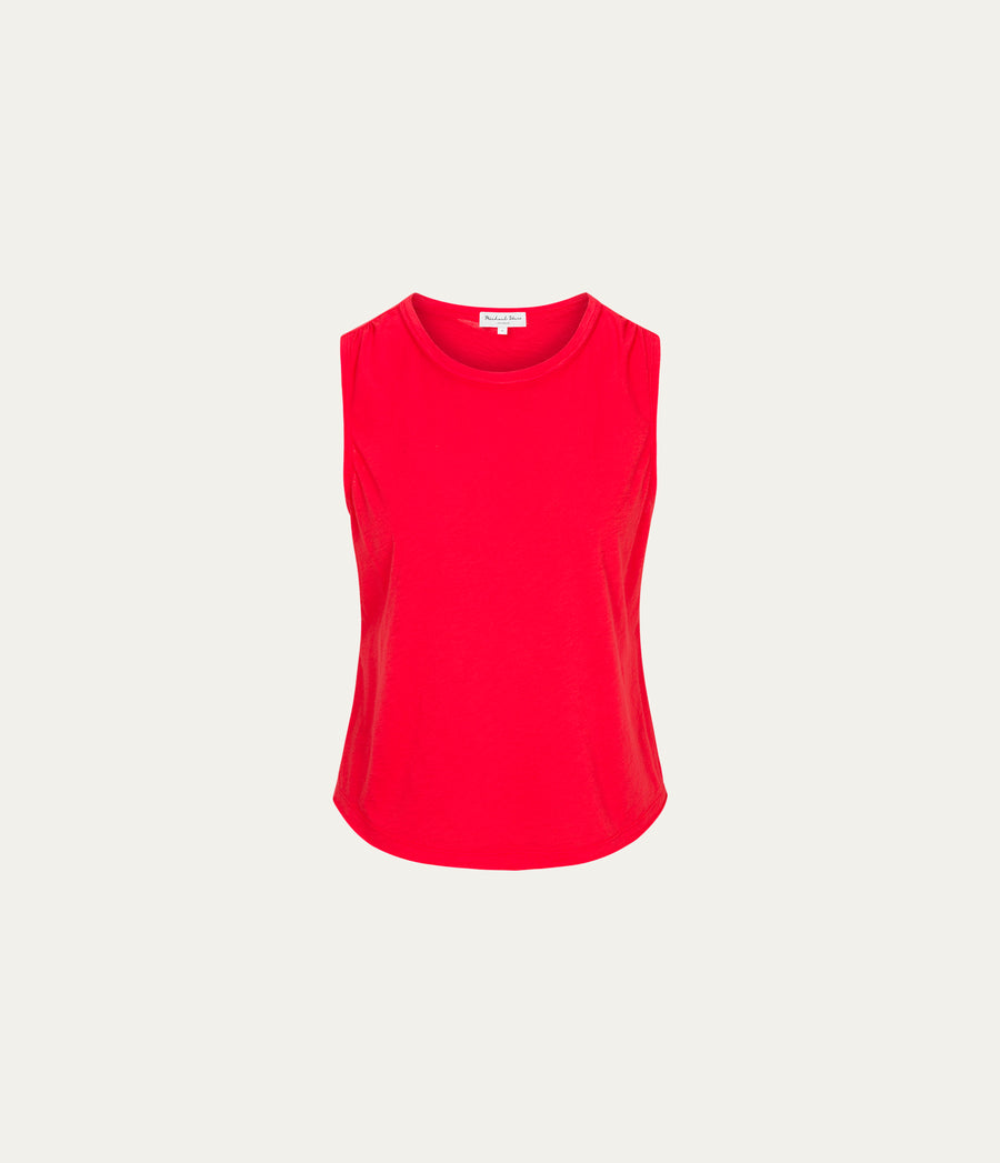 June Supima Tank in SAMBA RED Close up View #SAMBA