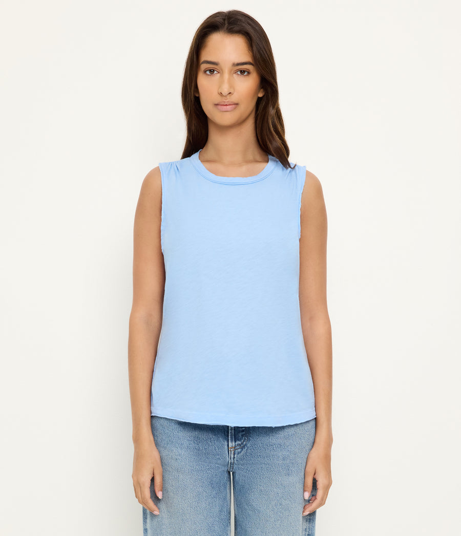 June Supima Tank in SKY Blue Full Body View #SKY