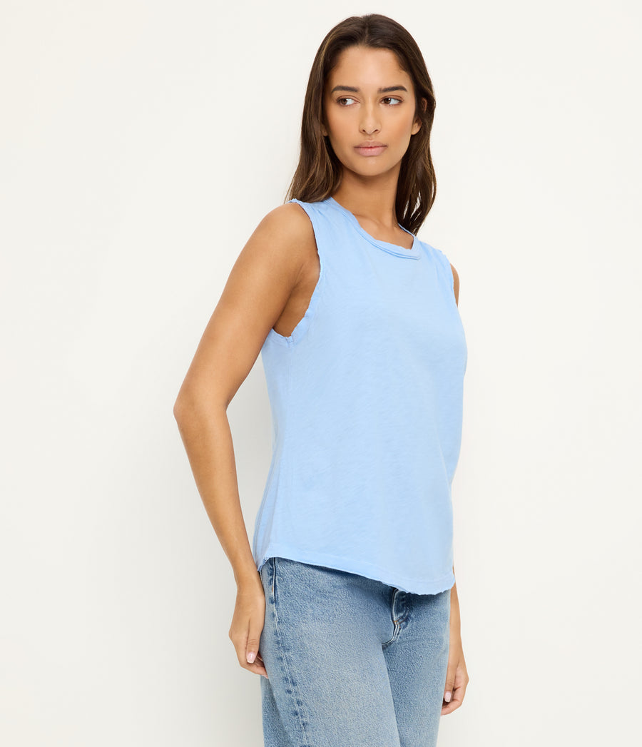 June Supima Tank in SKY Blue Side View #SKY