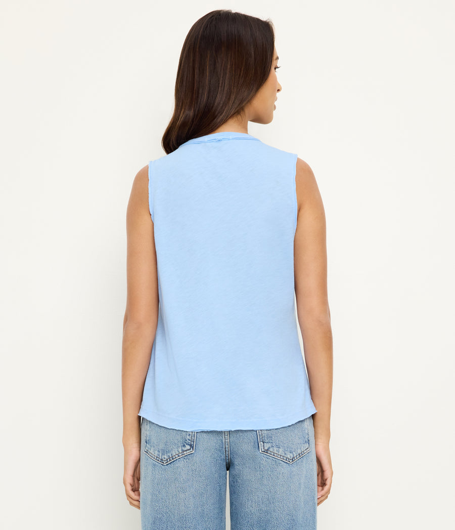 June Supima Tank in SKY Blue Back View #SKY