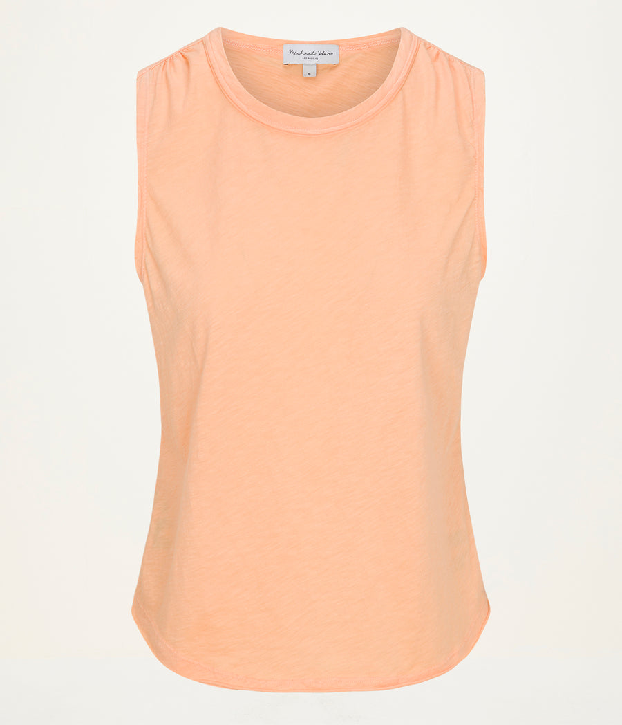 June Supima Tank in Tangerine Orange Close Up View  #TANGERINE