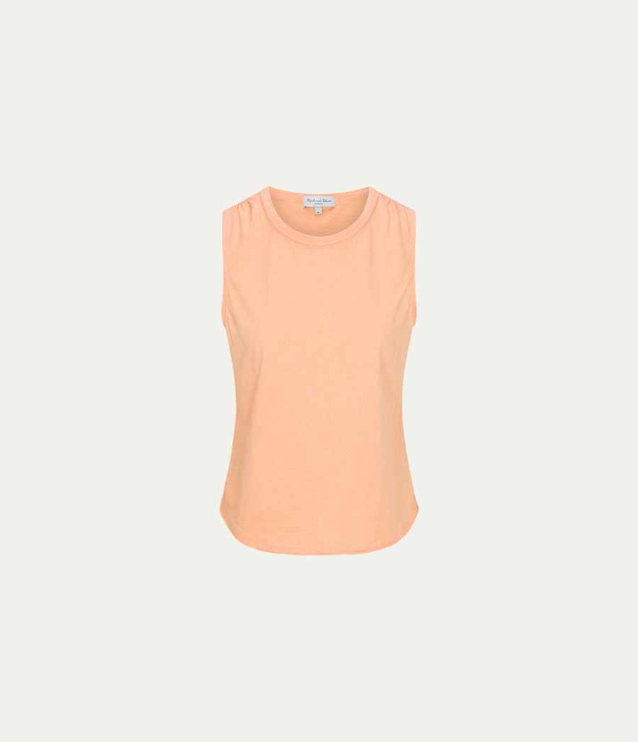 June Supima Tank in Tangerine Orange Close Up View  #TANGERINE