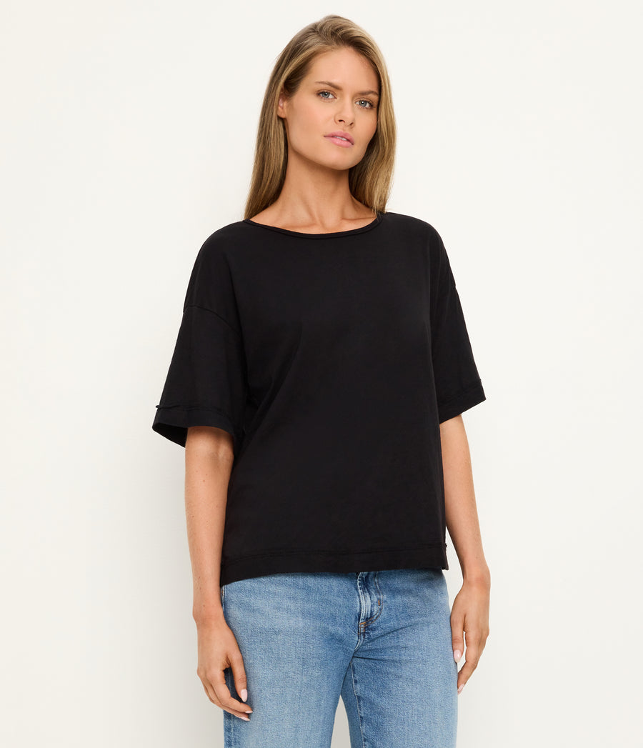 Tilda Oversize Crewneck in Black Full Body View #BLACK