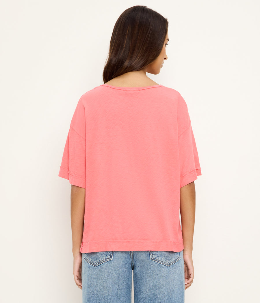 Tilda Oversize Crewneck in CORAL SHERBET PINK Back View #CORAL SHERBET