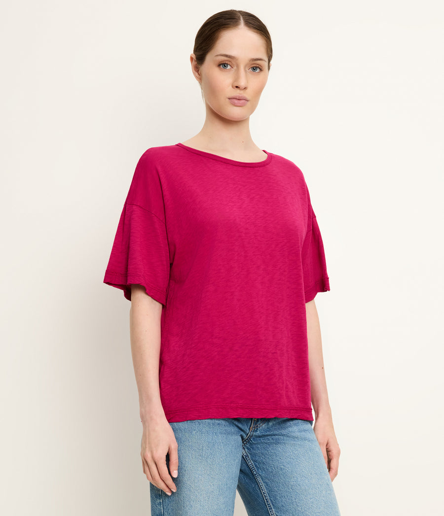 Tilda Oversize Crewneck in FRENCH ROSE RED Side View #FRENCH ROSE
