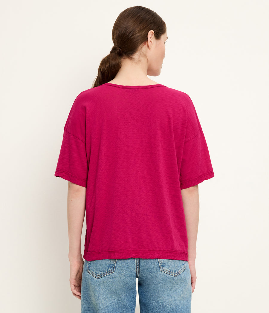 Tilda Oversize Crewneck in FRENCH ROSE RED Back View  #FRENCH ROSE